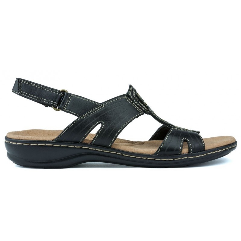 CLARKS SANDALO PALM SHINE0 13285 BLACK LEATHER