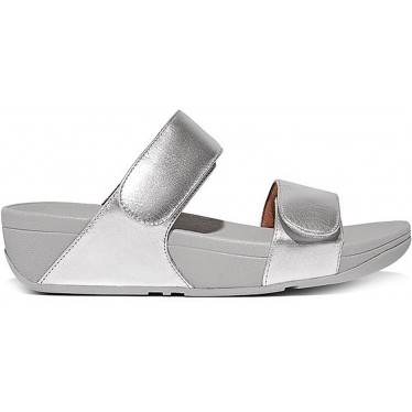 SANDALI FITFLOP FV6 LULU CIABATTE IN PELLE REGOLABILI SILVER