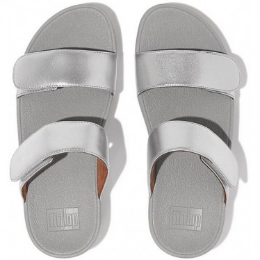 SANDALI FITFLOP FV6 LULU CIABATTE IN PELLE REGOLABILI SILVER