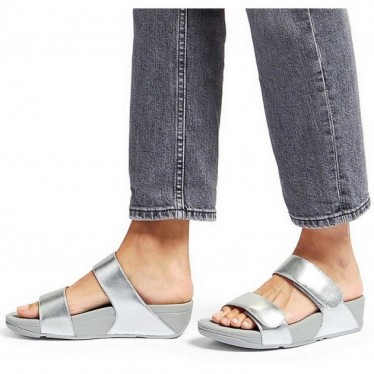 SANDALI FITFLOP FV6 LULU CIABATTE IN PELLE REGOLABILI SILVER