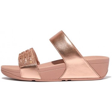 SANDALI FITFLOP LULU LASERCRYSTAL LEATH SLIDES EU2 ROSE_GOLD