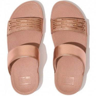 SANDALI FITFLOP LULU LASERCRYSTAL LEATH SLIDES EU2 ROSE_GOLD