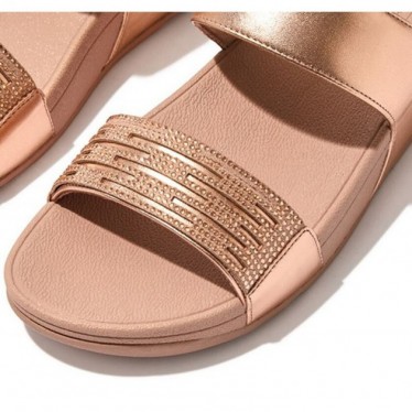 SANDALI FITFLOP LULU LASERCRYSTAL LEATH SLIDES EU2 ROSE_GOLD