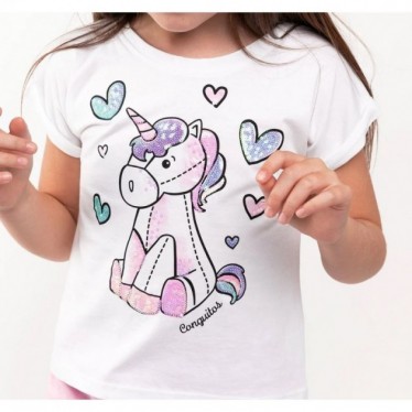 T-SHIRT CONGUITO UNICORNO MVC-50022 BLANCO