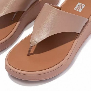 SANDALI FITFLOP FW4 F-MODE LTH FLATFORM PUNTA-PO BEIGE